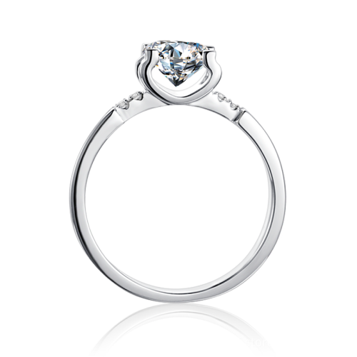 Trendy Fashion Custom  925 Silver Ring For Eternity Love  Ring Four Prong Crystal With Side Diamonds For Anniversary